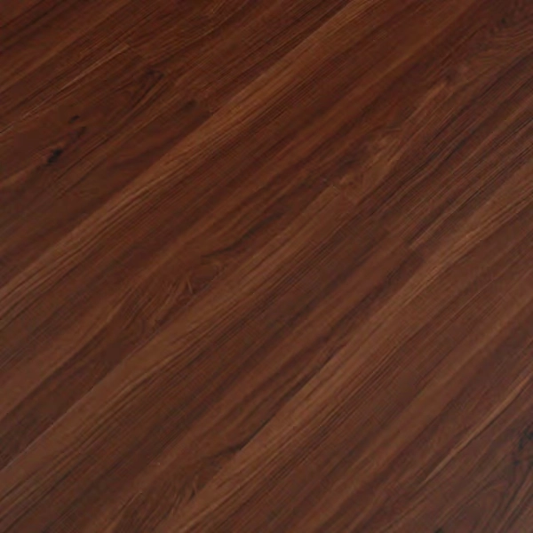 Angled view of rich brown wood flooring texture