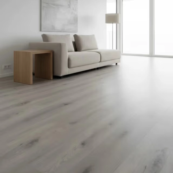 Light oak SPC flooring with subtle grain texture