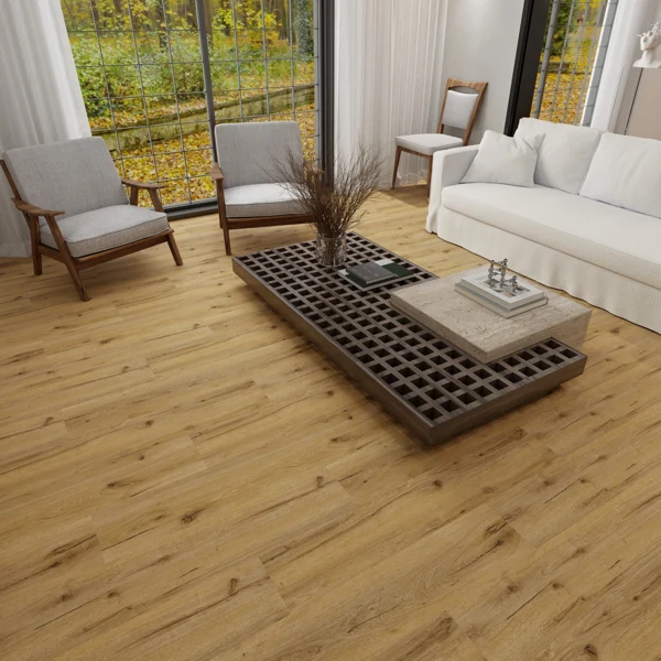 Light wood SPC flooring with natural grain pattern