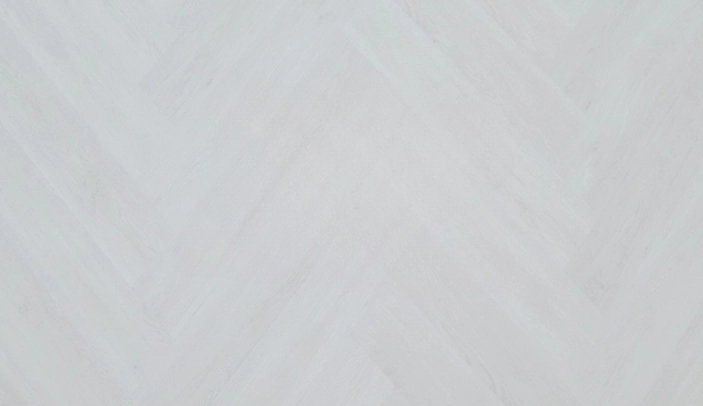 Light herringbone SPC flooring with clean wood texture