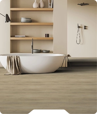 Blonde Oak LVT Flooring With Bath Tub