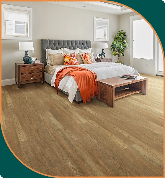 Modern Light Oak SPC Flooring In A Stylish Cozy Bedroom